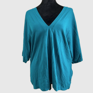 Turquoise Oversized T-Shirt V-Neck Small
